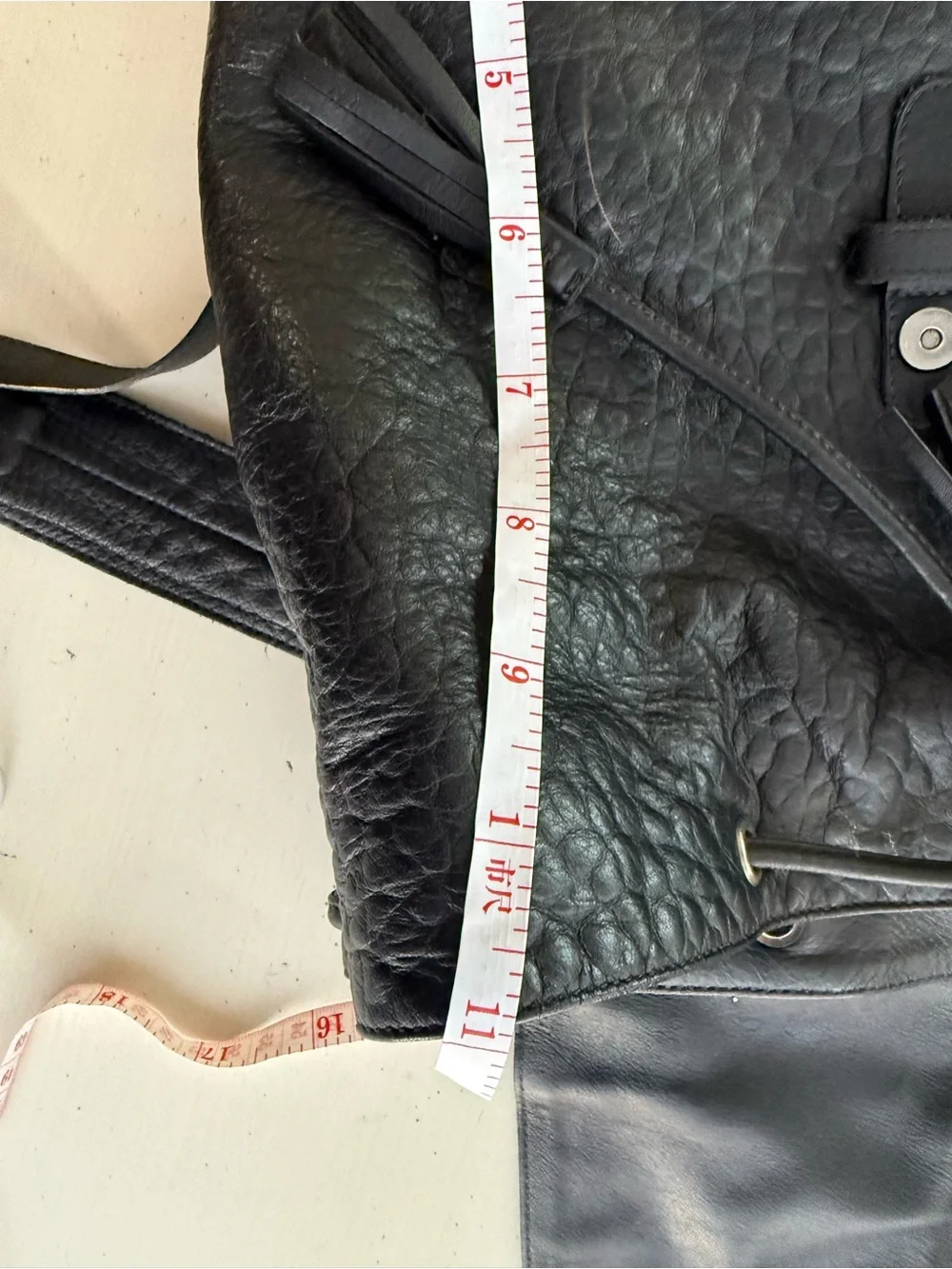 Eileen Fisher Black Leather Drawstring Backpack